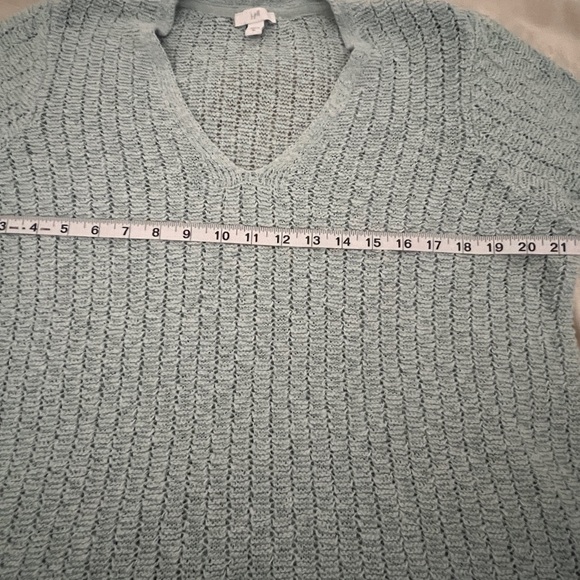 J Jill Sweater Womens XL Crochet Open Knit‎ V-Neck Agean Mist Coastal A5 - Picture 5 of 9